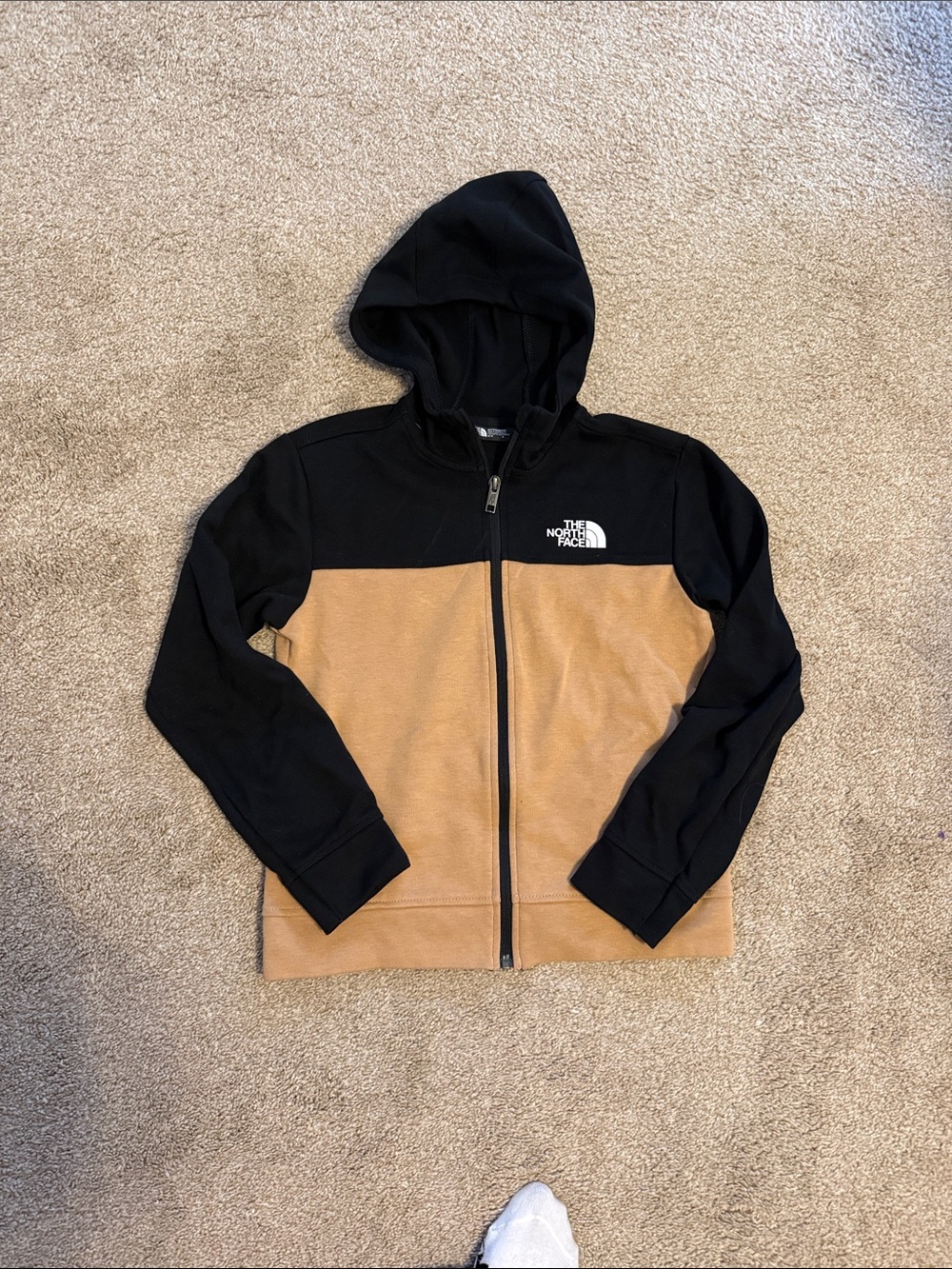 The North Face kids Black & Tan Two-Tone Full-Zip Hoodie